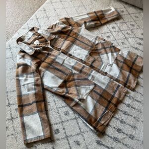 Hayden Plaid Utility Jacket in Brown and Cream